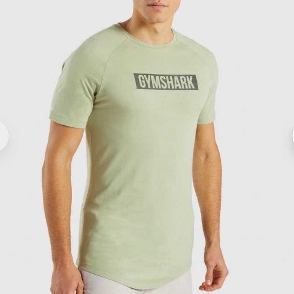 Gymshark Light Green Curved Hem Short Sleeve Active Lifting Gym Tee Size Large